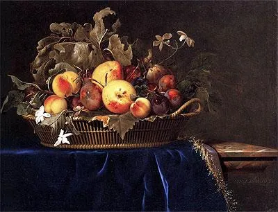 Still Life With A Basket Of Fruit On A Marble Edge